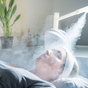 Client receives steam treatment